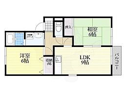 セレージュ 2階2LDKの間取り