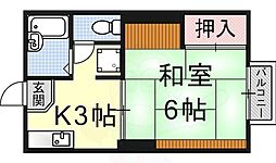 サンハイツセタ 2階1Kの間取り