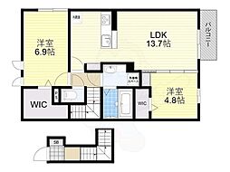 メゾン ソレイユ 2階2LDKの間取り