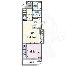 ラクーン守山 1階1LDKの間取り