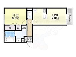 BRANSIA膳所 3階1LDKの間取り