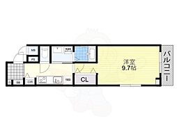 サニーサイド・レオ 2階1Kの間取り