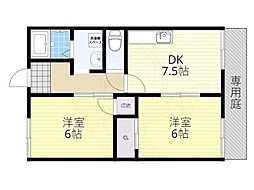 ヴィラK＆K 1階2DKの間取り
