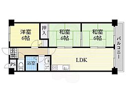 アドニスヨシダ 2LDKの間取図画像