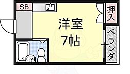 ローズコーポ瀬田2 1階1Kの間取り