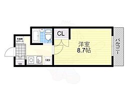 フリーポート庄山 2階1Kの間取り