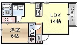 グレースコート2番館 1階1LDKの間取り
