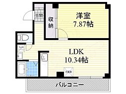 旭ビル 2階1LDKの間取り