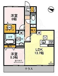 Ｎｏｒｔｈ　Ｃｏａｓｔ 1階2LDKの間取り