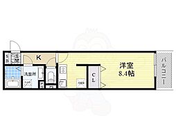 メゾンドレーヴK 2階ワンルームの間取り