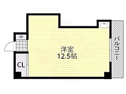 リコースクエアビル ワンルームの間取図画像