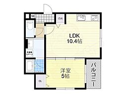 ウォグノォつきのわ 2階1LDKの間取り