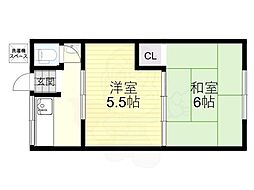 大栄荘 2Kの間取図画像