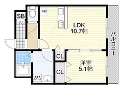 ミモザコート 3階1LDKの間取り