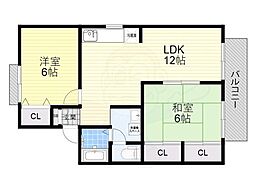 フォレストパークA棟 2階2LDKの間取り