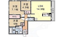 ＭＩＲＡＩ　ＡＲＫ　ＫＩＴＥＮＯ 2階3LDKの間取り