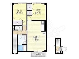 エクレール久徳 2階2LDKの間取り