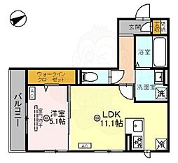 栗東市安養寺6丁目アパート 1LDKの間取図画像