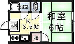ハイツ春 1Kの間取図画像