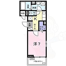 エレガント 1Kの間取図画像