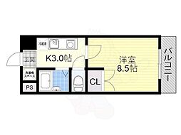 カーサ・ソラッツオ弐番館 1Kの間取図画像