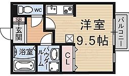モナリエコート2 ワンルームの間取図画像