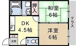 クレール行村 2DKの間取図画像