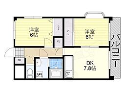 ルミエール2 2DKの間取図画像