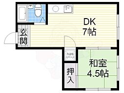 コーポ幸 1DKの間取図画像