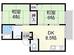 パティオインC 2LDKの間取図画像