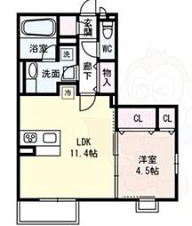 ル・パルファン 1LDKの間取図画像