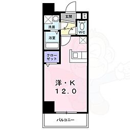 サニーサイドテラスK ワンルームの間取図画像