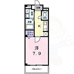 カルムアビタシオン大将軍2 1Kの間取図画像