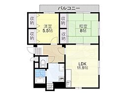 コーポ協和(有)協和住宅 2LDKの間取図画像