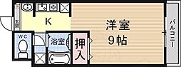 メルベーユ伊勢 1Kの間取図画像