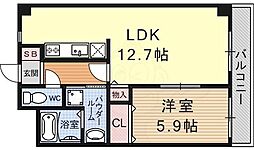 ベルヌーブ森神6 1LDKの間取図画像