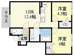 コンフォート・ヴィレッジ2 2LDKの間取図画像