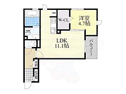エスポワール飛鳥 1LDKの間取図画像