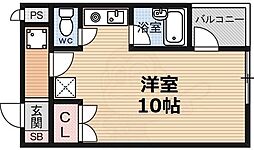 マリーブ1843 ワンルームの間取図画像