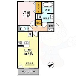 メゾンヴィラ栗東 1LDKの間取図画像