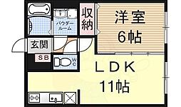 グレースコーポ3 1LDKの間取図画像