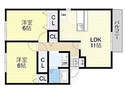 シャルマンハイツ 2LDKの間取図画像