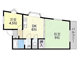 石山古都ハウス 2DKの間取図画像