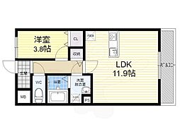 レイクキャピタル栗東 1LDKの間取図画像