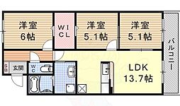 ハートフルマンション新左衛門 3LDKの間取図画像