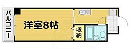 クローバーハイツ2 1Kの間取図画像