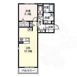 グランシャリオ二町A棟 1LDKの間取図画像