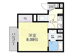 アネックスわたむき 1Kの間取図画像