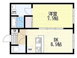 バーデーハイツ 1DKの間取図画像