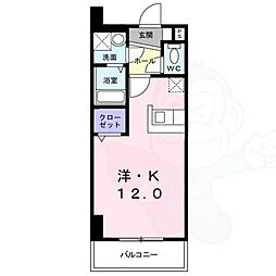 サニーサイドテラスK ワンルームの間取図画像